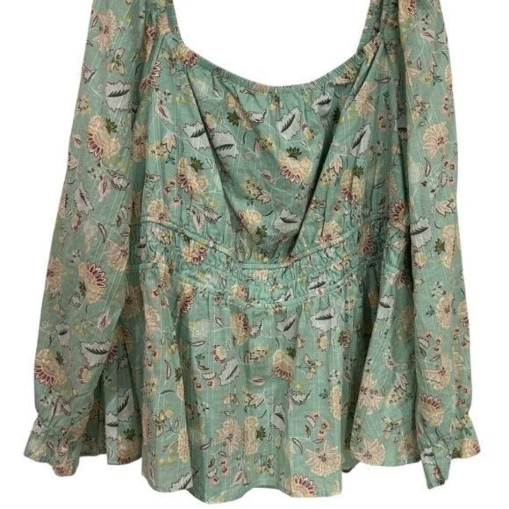NEW Torrid Cotton Dot Blouson Sleeve Smocked Top Milk Maid Cottagecore Dainty 2X - Picture 5 of 9